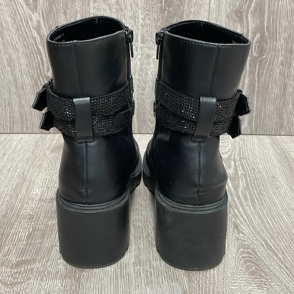 Steve Madden North Chunky Platform Boots Embellished Buckle Straps Black 10 - Picture 6 of 16